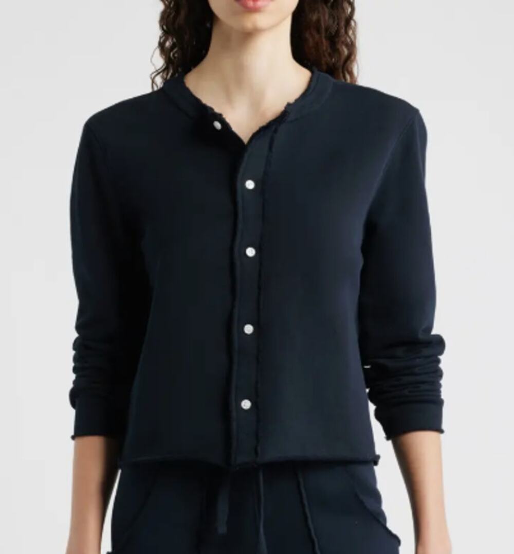 Frank & Eileen Jackie Triple Fleece Cardigan in Royal Navy Sz. M